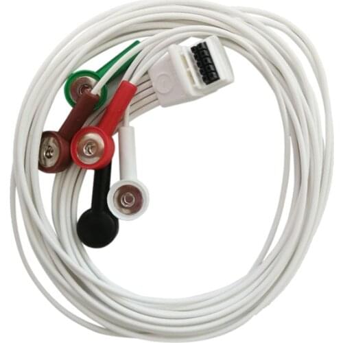 Holter Recorder ECG Patient Cable 10 Pin 5 Leads Snap 4.0 AHA Standard for Mortara H3+ Holter RecorderTelemetry Leadwire