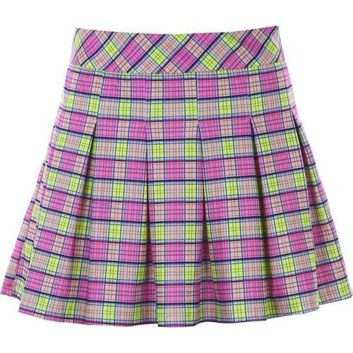 High Waist Plaid Skirts For Women Teen Girls Sexy Female Stylish Skirt Shopping Dailywear College Style Bottoms Pleated Skirts