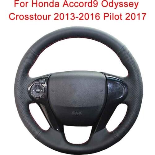 Customize Car Steering Wheel Cover For Honda Accord9 Odyssey Crosstour 2013-2016 Pilot 2017 Leather Braid For Steering Wheel