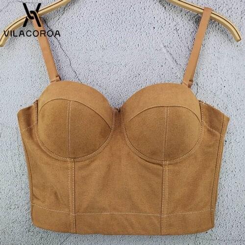 Leather Velvet Vest Solid Korean Slim Corset Camis High Street Sexy Backless Crop Tops Tube Top Sling Camisoles Nightclub Lady