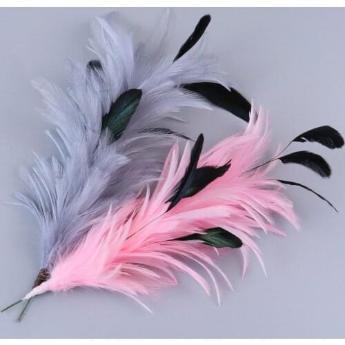 Beautiful Feather brooch Dyed Chicken Goose feather flower 30cm Long Wedding Cosplay Hats Accessories for crafts plumes