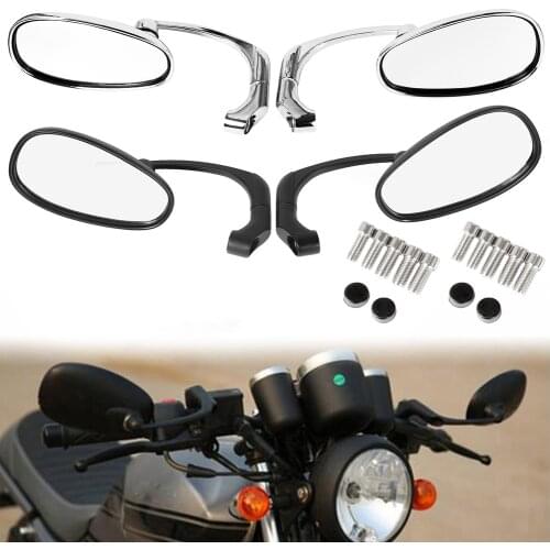 Motorcycle Rearview Side Mirror with8/10mm Screws Black Universal Round Retro Modified Motorbike For Cafe Racer Rearview Mirrors
