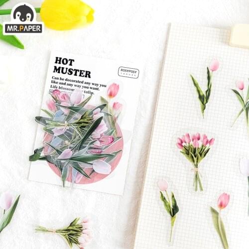 Mr.paper 40Pcs/bag Plant Flower HOT Collection Decoration Diary Sticker Scrapbook Planner Decoration Stationery Sticker