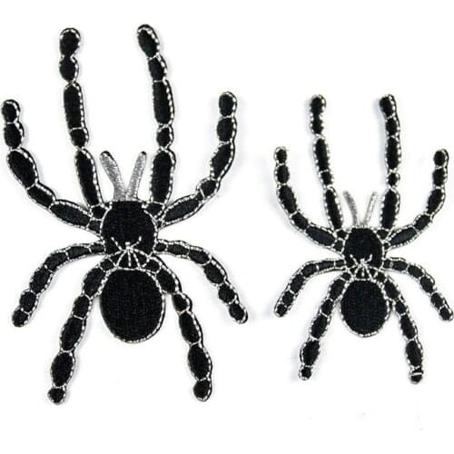 50pcs/Lot Black Spider Embroidery Patches Letters Clothing Decoration Accessories Diy Iron Heat Transfer Applique Iron on Patch