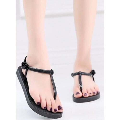 Summer new womens style fashion wild Roman womens sandals flat bottom pinch beach slippers