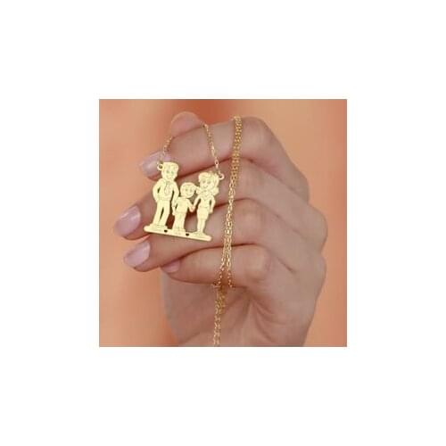 Mothers Day Gift Silver Family Necklace Mother-Father-Child