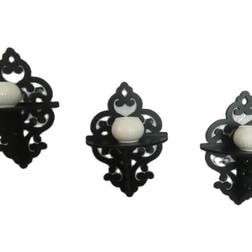 Home Decoration Candle Holder Wooden Romantic Love Quality Gift Black Flashy Triple Suit Wall Ornament