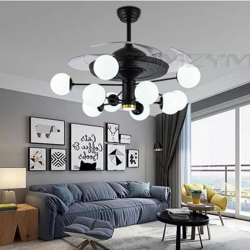 42-inch Nordic living room chandelier, invisible fan light,household ceiling fan light with remote control Can be timed