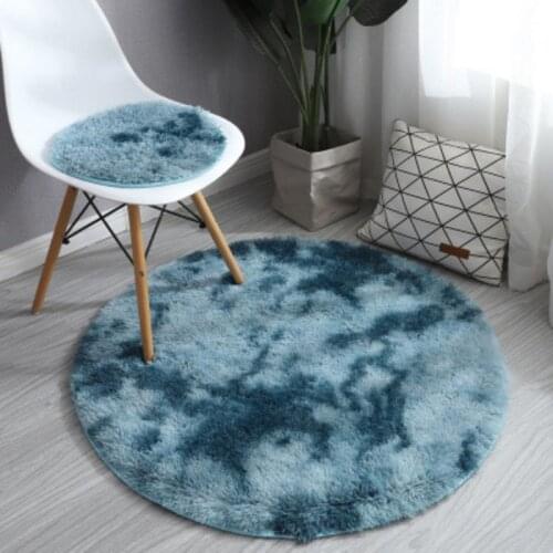 Fluffy Colorful Shag Round Area Rug Plush Carpet For Kids Girls Living Bedroom Room Decor Tie-dyed Rug 80x80cm(Round) Newest
