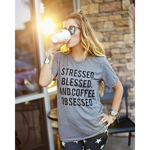 STRESSED BLESSED women fashion T shirt casual girls tops tees maglie tumblr high quality t shirt free shipping