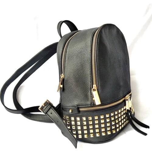 Luxury designer bags for rivet Leather Backpack Women brand Waterproof travel Back pack Ladies small School bag Bagpack mochila