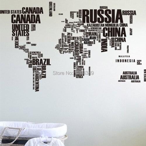 Large Size World Map Removable Vinyl Decal Art Mural Home Decor Wall Stickers Sitting Room Bedroom Office Background Decoration