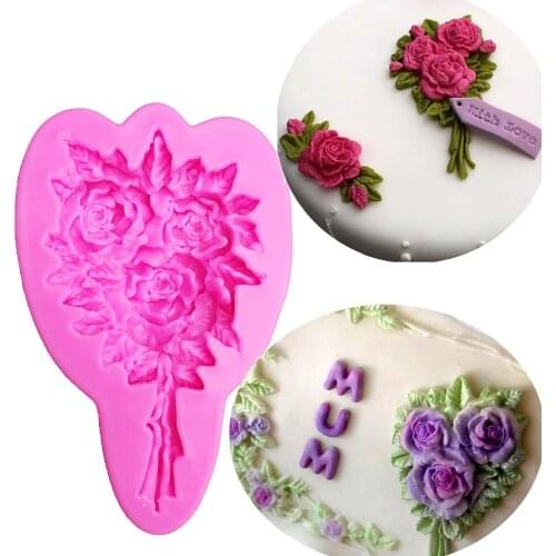 Flower Shape 3D fondant cake silicone mold food grade mastic confeitaria chocolate pastry candy Clay making tools F1062