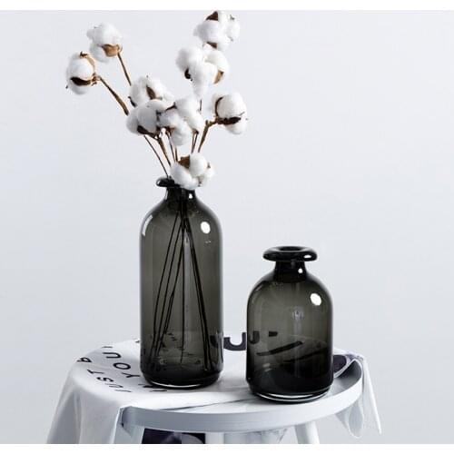 Nordic Glass Vase Black Flower Vases Home Decoration Accessories Living Room Decor Vase Decoration Household Transparent Vases