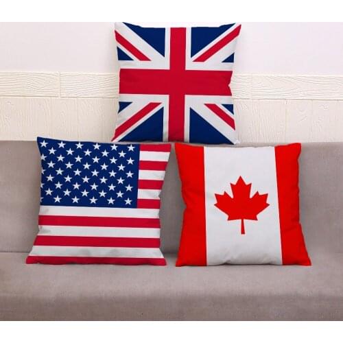 USA United Kingdom Flag Print Cushion Cover Super Soft Short Plush Pillow Covers Throw Pillow Case Sofa Home Decor Pillowcase