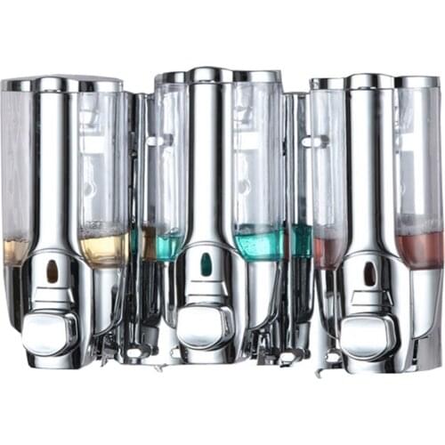 Three Soap Dispenser Wall Mounted Soap Shampoo Dispenser Shower Helper For Bathroom Hospital Hotel Supply