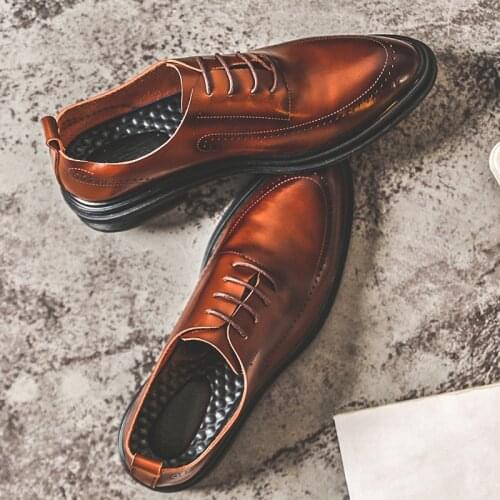 Yomior Spring Men Formal Dress Shoes Casual Soft Real Cow Leather Loafers Flats Business Suit Wedding Brogue Shoes Oxfords