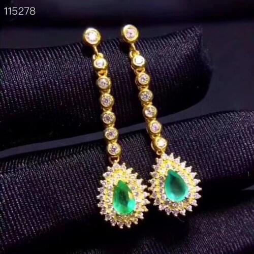Vintage Charm Natural And Real 925 Sterling Silver Emerald Earring For the Party