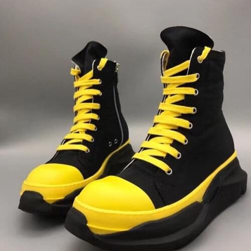 Womens Round Toe Canvas Ankle Boots Platform Chunky Heel Shoes Lace Up Match Colors Motorcycle New 2022