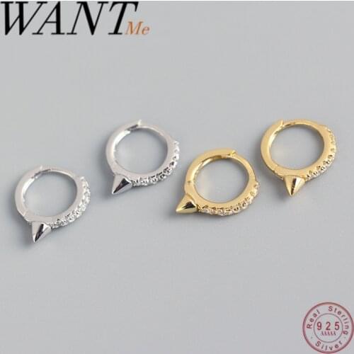 WANTME Genuine 925 Sterling Silver Single Short Spike Eternity Clicker Earrings for Women Fashion Party Jewelry Accessories 2020