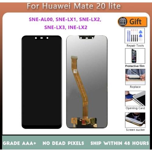 For HUAWEI MATE 20 LITE version SNE-AL00 LX1 LX2 LX3 LCD screen assembly with front case touch glass, original Black blue gold
