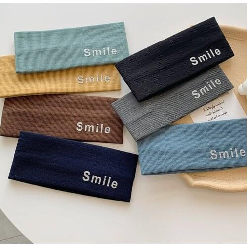 Winter Women Warm Letter Smile Headband Elastic Soft Hair Bands Wide Turban Thin Wool Knitted Hairband Headwrap Hair Accessories