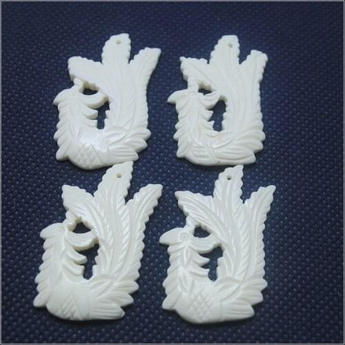 2pcs natural bone beads accessories Chinese phoenix/phoenix) diy beads 48x27mm white colors jewelry findings