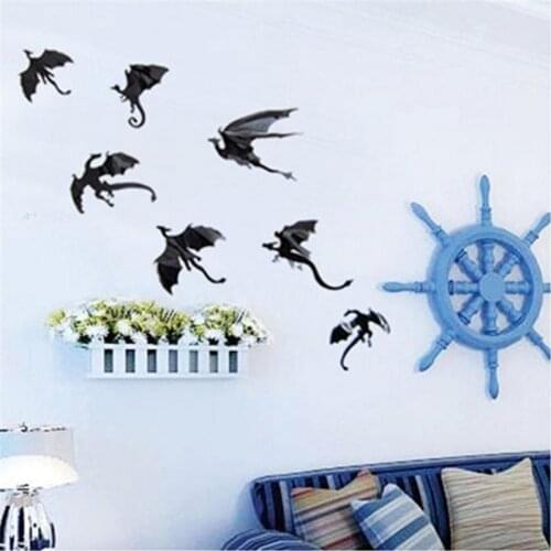 7pcs/Lot 3D Gothic Dragon Wall Sticker Inspired Dragon Wallpaper Anime Wall Stickers Home Room Decor Decoration Attack On Titan