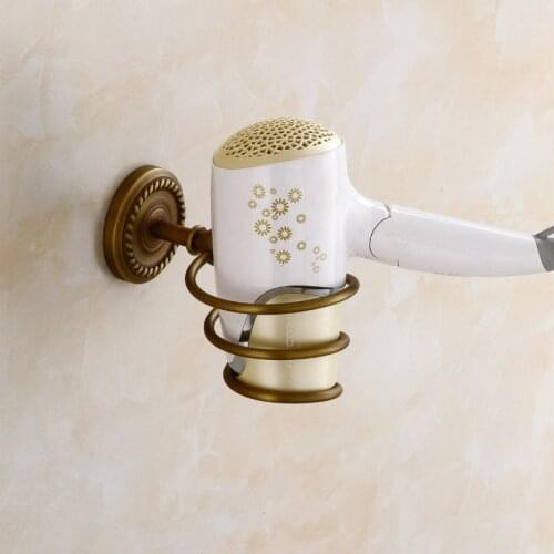 Antique Brushed Copper Hair Rack Novelty Households Rack Hair Blow Dryer Holder Wall Hang Bathroom Shelves FY801-9