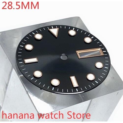 NO LOGO aseptic 28.5mm dot-shaped dial date kit for NH36 night dial parts for mens and womens watch movement black