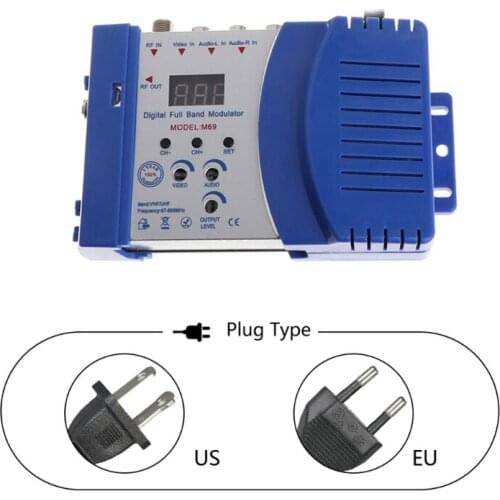 Auto RF Modulator Video TV Converter RHF UHF Signal Amplifier US/EU Plug 69HF