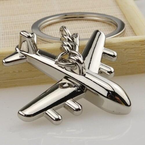 500pcs New Zinc Alloy 3D Airplane Model Key chains Metal Novelty Plane Key rings Creative Gift For Friends