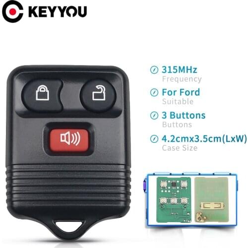 KEYYOU For Ford Transit Edge F-250 Super F-350 E-150 Escape 3 Buttons Remote Control Car Key Fob Clicker Transmitter 315MHZ