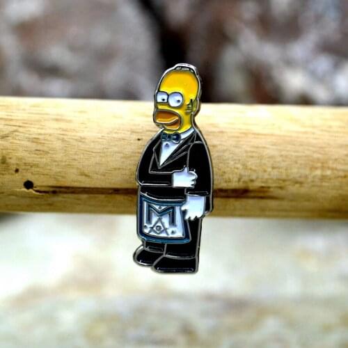 Modern Simple Masonic Metal Lapel Pin Kawaii Cartoon Trump Pattern Brooch with Tassel Butterfly Clasp Freemason Badge