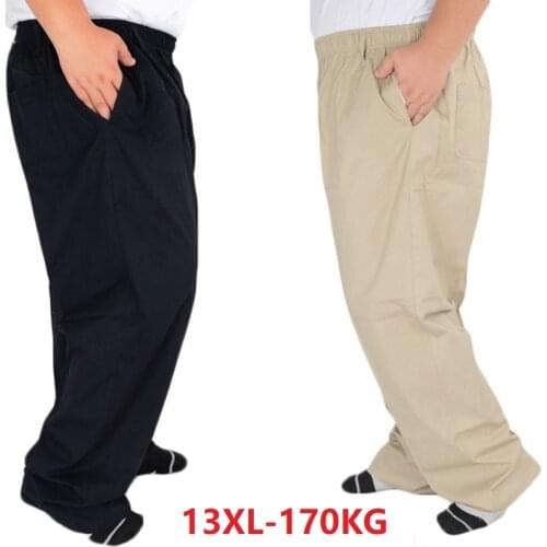Autumn men casual simple oversize pants loose Elastic waist big size 7XL 8XL 9XL 10XL elasticity pants Straight Trousers black