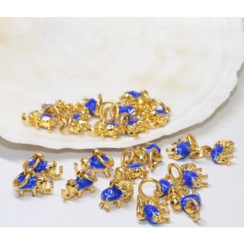 Hot sale fashion elephant shape gold-color cloisonne accessories 8*10mm enamel spacers beads jewelry findings smart 10pcs B2480