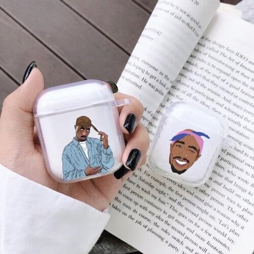 Rapper Tupac 2Pac Makaveli Air Pods Case For Apple airpods Cases 1 2 Clear Soft Case in Earphone Accessories Fundas Coque