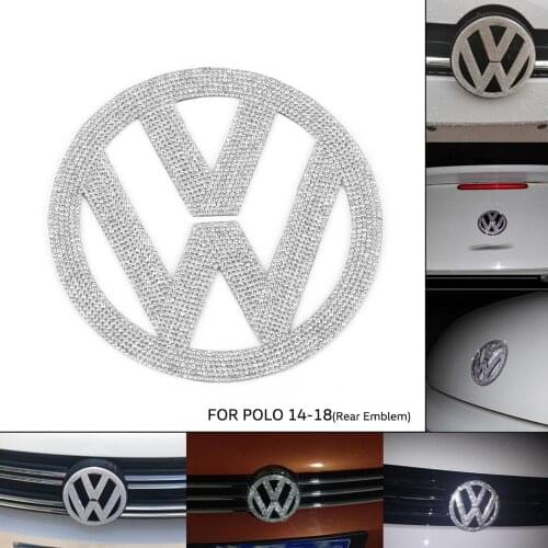 111mm Diamond Bling Rhinestone Rear Trunk Lid Emblem Badge Cover Sticker Decor for VW Volkswagen Polo 2014-2018