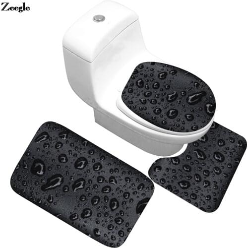 Flannel Bathroom Bath Mat Home Decor Toilet Carpet and Absorbent U-Shaped Toilet Rug Shower Foot Mat Memory Foam Floor Rug