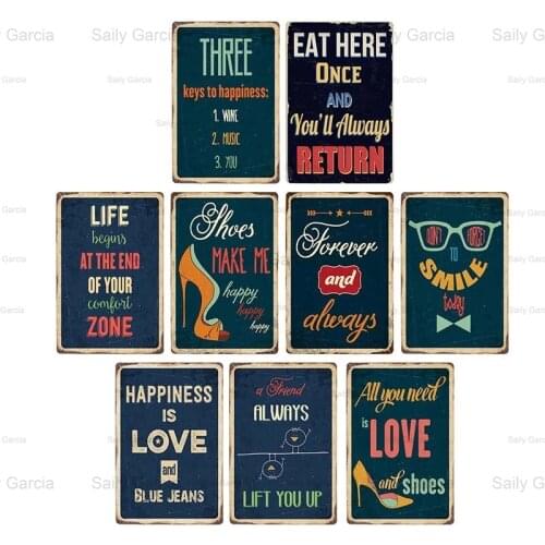 Art Letter Rules Tin Signs Motivational Quote Metal Plaque Poster Iron Painting Wall Sticker Decor for Club Shop Office Bar