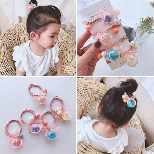 Cute transparent quicksand serve hair ring womens elastic hair ring Korean headdress childrens hair ornament