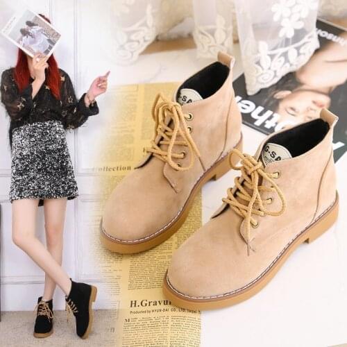 Short Martin Boot Womens New Round Head Korean Classes 2020 Autumn/Winter Classes with Solid Color Retro British Boots