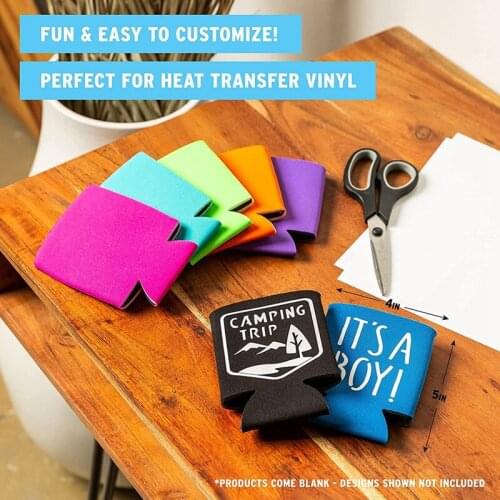 Blank Beer Can Cooler Cover 14 Sticks Soft Insulated Beer Can Cooling Cover-Htv Friendly Solid Color Can Cover