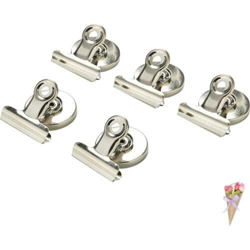 5Pcs/Lot Magnetic Clip Magnet Memo Note Message Holder Silver Metal Clamp Multifunctional Paper white board Creative