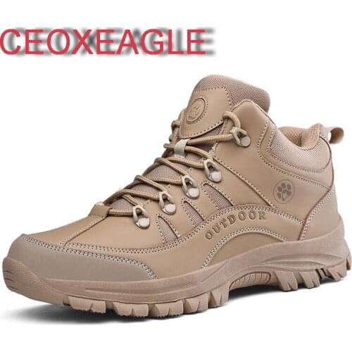 Men High Top Hiking Shoes 2021 Durable Waterproof Anti-Slip Outdoor Climbing Trekking Shoes Military Tac Mens Breath Sport Shoes