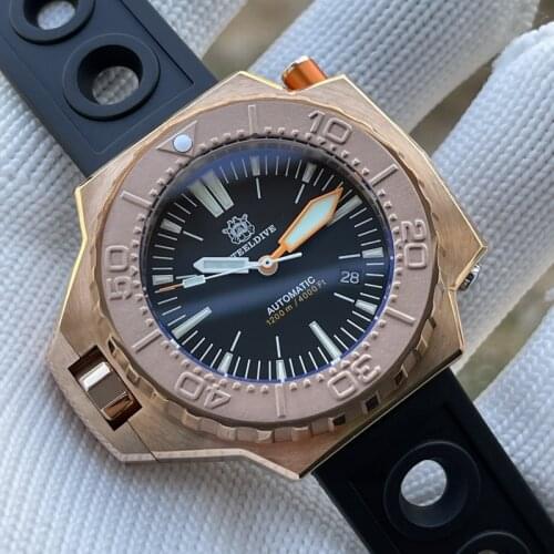 Steeldive Men Dive Watch Mens Automatic Watches Bronze Mechanical Wristwatch 120Bar Waterproof Luminous NH35 Sapphire Sport