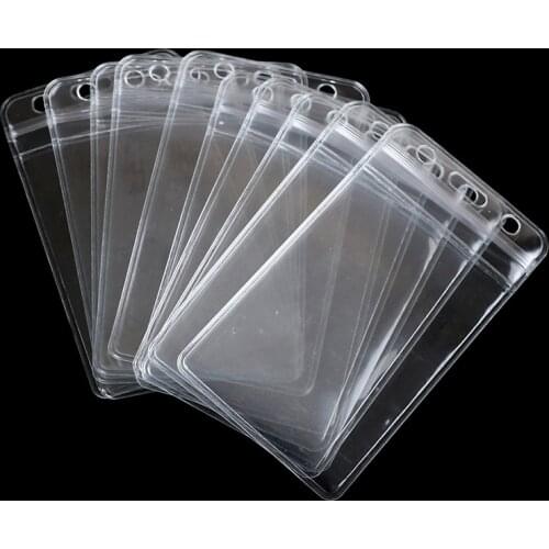 New 10Pcs/lot Vertical Transparent Vinyl Plastic Clears ID Card Bag Case Badge Holder Accessories