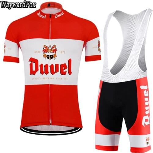 NEW Mens red cycling jersey kit Belgium duvel beer riding Short Sleeve cycling Sets clothing wear Bib Shorts Lycra