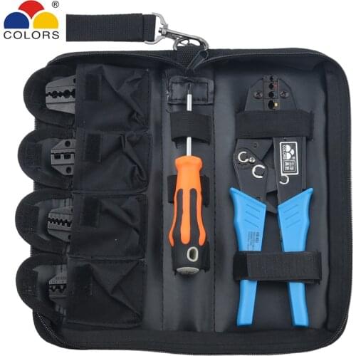 HS Crimping Pliers Open Lugs Plug Coaxial Cable Wire Terminals Kit Insulated Jaw Dies Multifunctional Clamp Tools