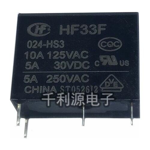 Power Relay HF33F-005-HS3 HF33F-012-HS3 HF33F-024-HS3 5A250VAC 4PIN 5V/12V/24V Relay
